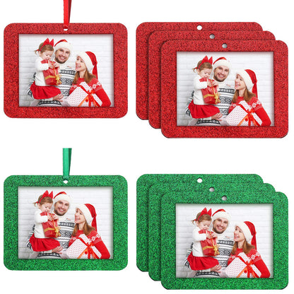 Jetec 36 Pieces Christmas Photo Ornament Frames Mini Felt Glitter Hanging Photo Frame Small Holiday Frames Christmas Tree Decoration for Present Christmas Tree Picture Frames (Red, Green)