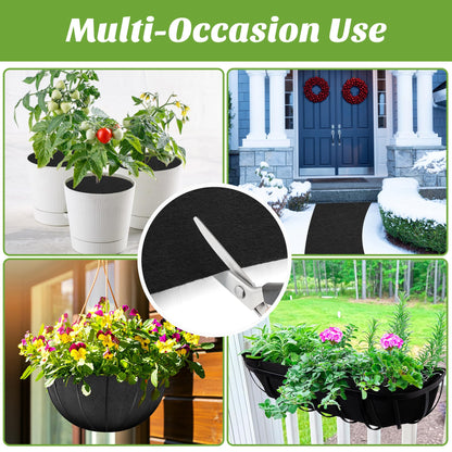Adnee 118 x 14 Inch Non Woven Flower Pot Liner Roll-Black Felt Hanging Basket Liners Roll-Microgreens Growing Mat Roll for Garden Planter Window Hanging Flower Basket Indoor Outdoor