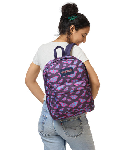 JanSport SuperBreak One Backpack - Durable, Lightweight Bag with 1 Main Compartment, Front Utility Pocket with Built-in Organizer, Premium Backpack, Flutter By Purple