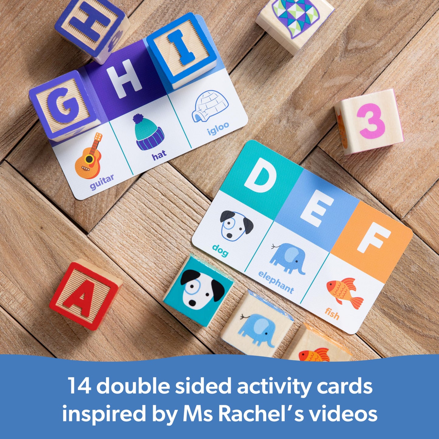 Melissa & Doug Ms. Rachel Letter, Number, and Game Wooden Learning Blocks with Activity Cards for Girls and Boys Toddlers Ages 18 Months+ - FSC Certified