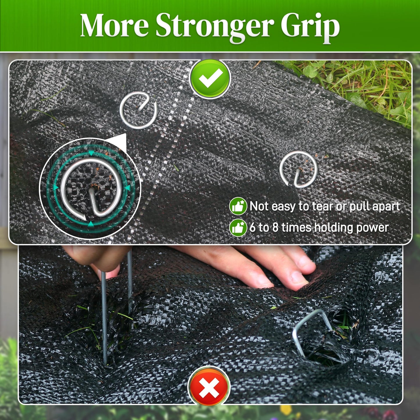 Quibbay 100 Pcs Circle Top Landscape Staples, 11 Gauge Landscape Fabric Pins, Not Easy to Bend 6 inch Galvanized Landscape Fabric Stakes, Garden Stakes for Landscaping, Heavy Duty Ground Stakes