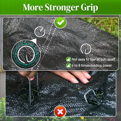 Quibbay 100 Pcs Circle Top Landscape Staples, 11 Gauge Landscape Fabric Pins, Not Easy to Bend 6 inch Galvanized Landscape Fabric Stakes, Garden Stakes for Landscaping, Heavy Duty Ground Stakes