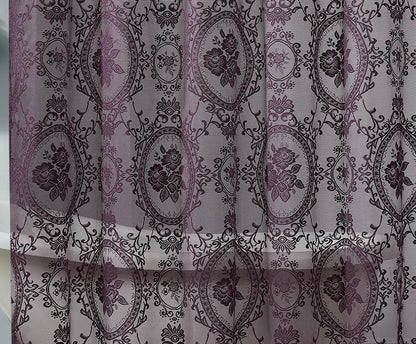 NOIR GOTHIC DECOR 55 x 144 Inch Purple Lace Canopy Bed Curtains are Perfect for Twin Bed Canopy to Create Light Bedroom Decor, Gothic Bedroom Decor or Halloween Room Decorations. LEC Purple Canopy 144
