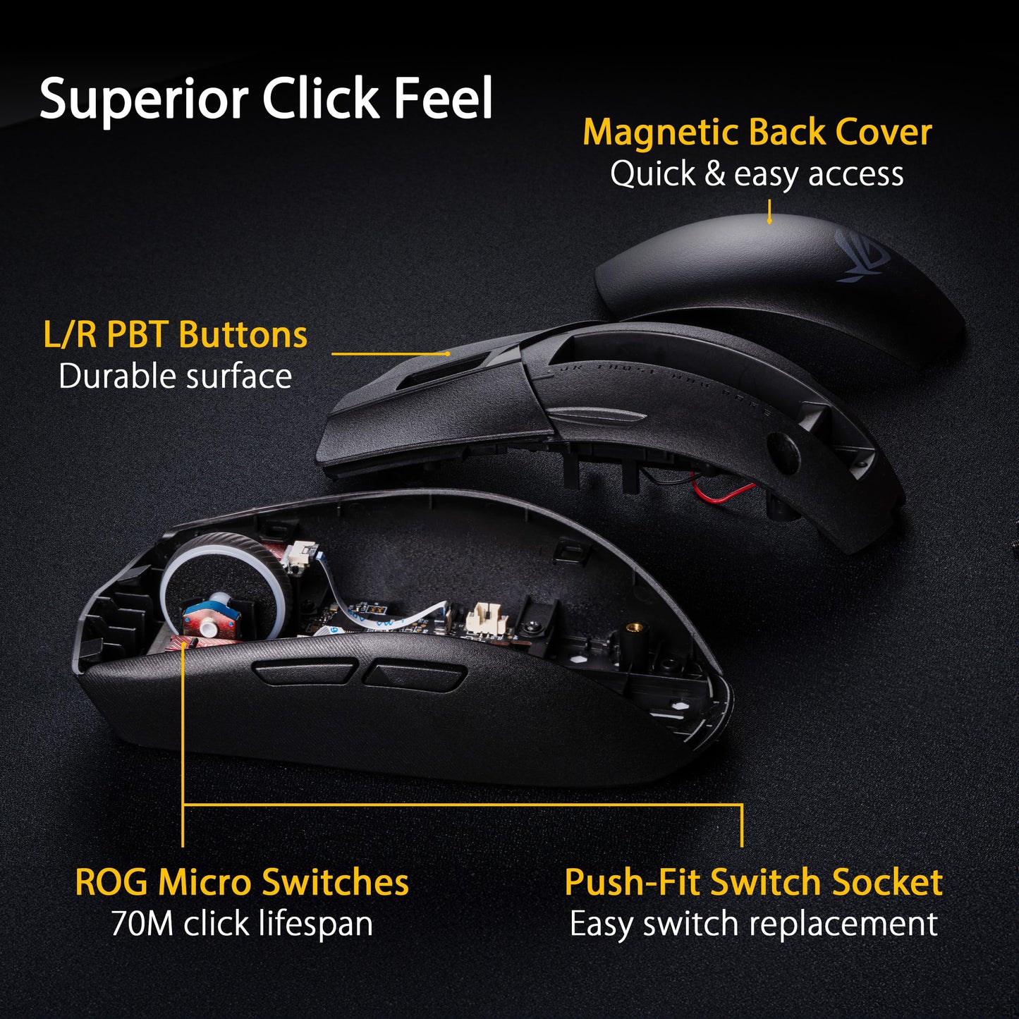 ASUS ROG Strix Impact III Wireless Gaming Mouse, 57 G Lightweight, 36K DPI Sensor, Bluetooth & 2,4GHz RF, ROG SpeedNova, Up to 618hrs Battery Life, Replaceable Switches, ROG Omni Receiver, Black