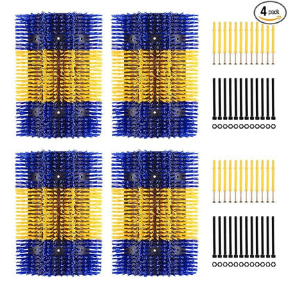 Extra Large Size Livestock Scratching Brush, Upgraded Horse/Goat/Cow/Cattle Scratcher Brush for Grooming, Itch Relief Horse Scratcher Brushes Kit with Two Sets of Mounting Screws(4-Pack,Yellow)