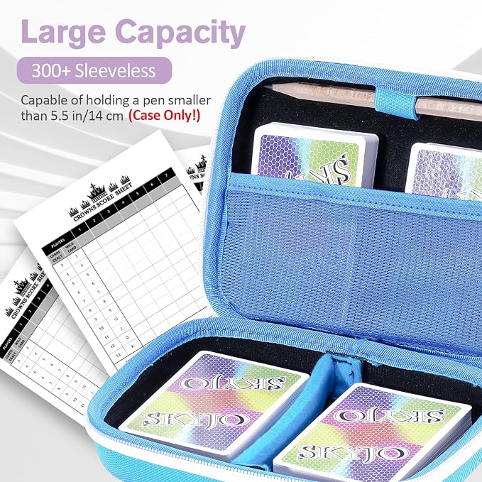 ProCase Hard Playing Card Game Carrying Case, Travel Storage Box Holds 300+ Trading Cards, Bag Holder for Classic Board Game UNO, Five Crowns，SKYJO, PlayMonster and More (Case Only) -Blue