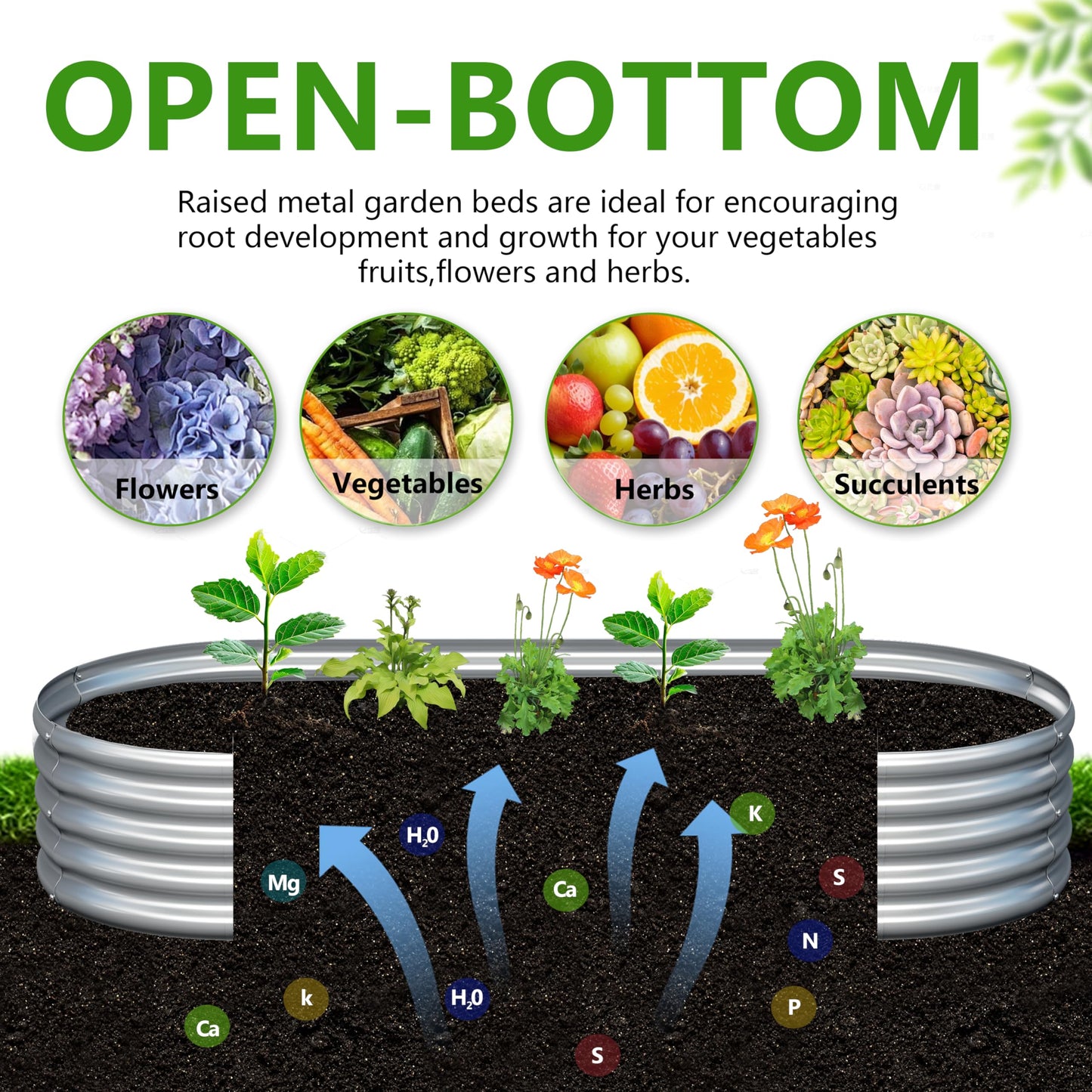 Easllre 2PCS 8x4x1ft Galvanized Metal Raised Garden Bed Kit,Outdoor Planter Box Vegetables,Flowers,Herbs Durable Rust-Resistant Patio Gardening Beds