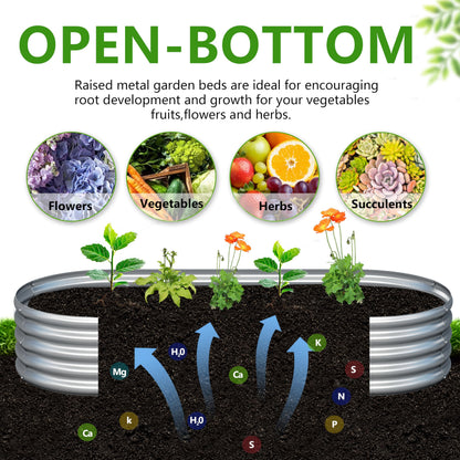 Easllre 2PCS 8x4x1ft Galvanized Metal Raised Garden Bed Kit,Outdoor Planter Box Vegetables,Flowers,Herbs Durable Rust-Resistant Patio Gardening Beds