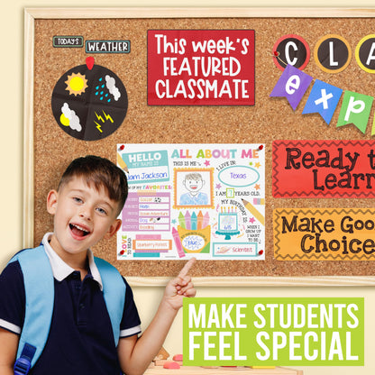 Hadley Designs All About Me Posters for Classroom Must Haves - 20 Star Student Poster, 100 Days of School Items, Star of The Week Poster Elementary Classroom Decor, End of School Year Teacher Supplies