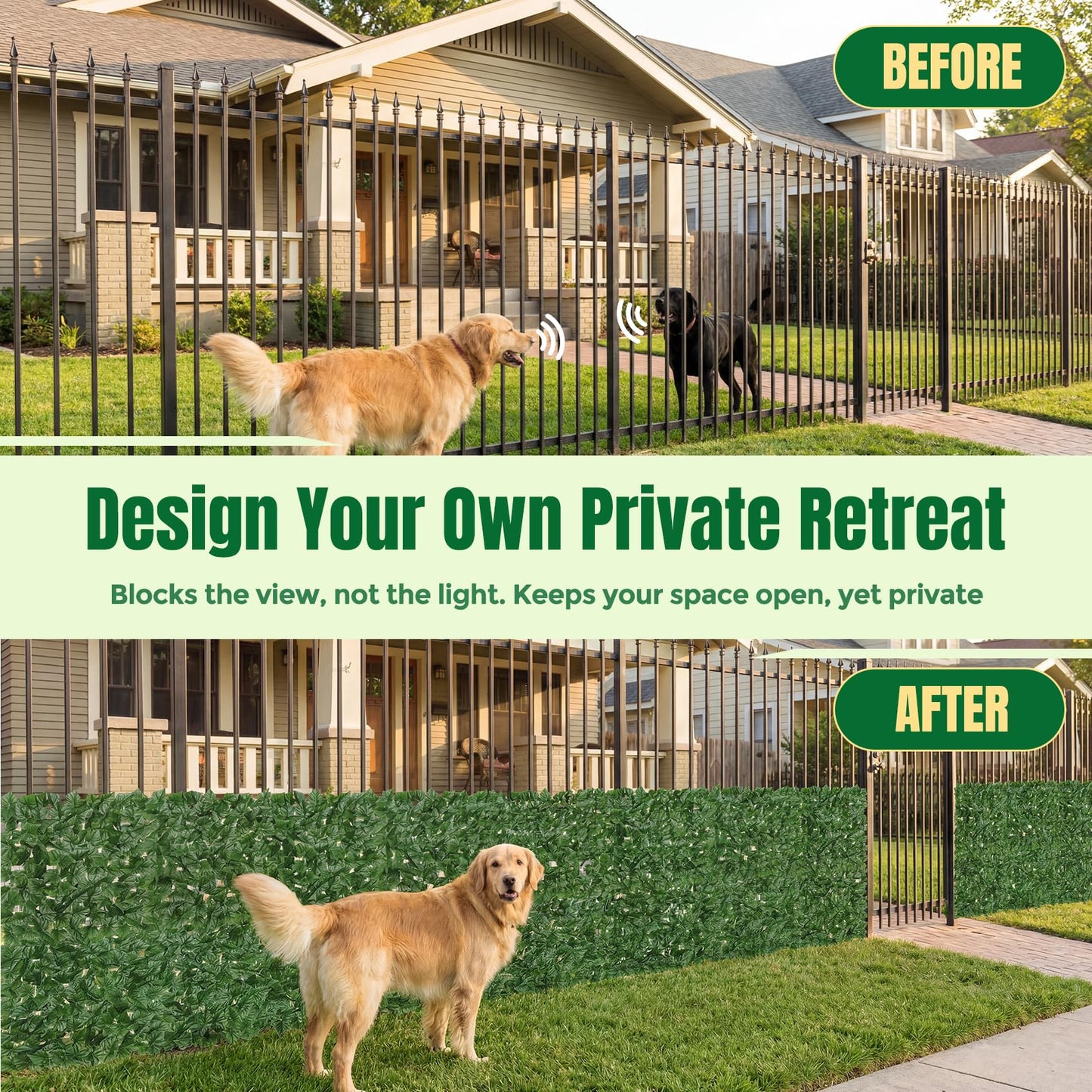 KASZOO Artificial Ivy Privacy Fence Screen - 120x40in Artificial Faux Privacy Fence Panel Artificial Green Wall Balcony Privacy Screen Decoration for Patio, Balcony, Wall, Backyard Indoor Outdoor
