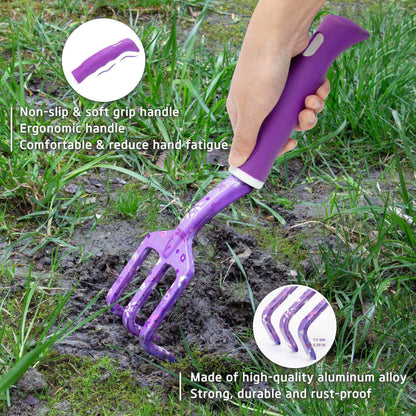 LZPTYYSN Gardening Gifts for Women, Garden Tool Set, Heavy Duty Gardening Hand Tools with Garden Tool Bag, Purple