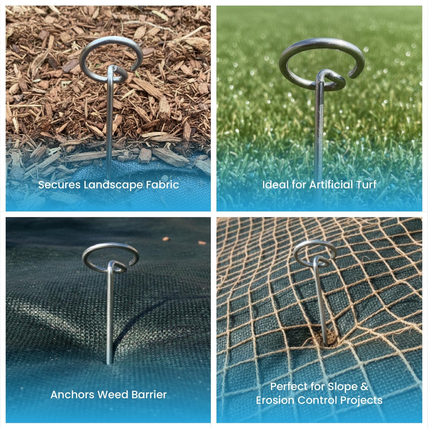 Super Geotextile Round Top Landscape Pins – 11 Gauge Heavy Duty 6 Inch Galvanized Steel Stakes for Landscape Fabric and Weed Barrier, 100 Pack