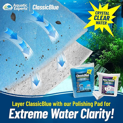 Aquatic Experts Classic Bonded Aquarium Filter Pad -18 Inches by 72 Inches by .75 Inch - Blue and White Aquarium Filter Media Roll Bulk Can Be Cut to Fit Most Filters, Made in USA (18" x 72")