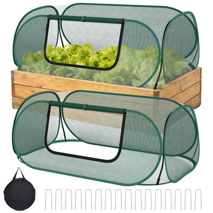 2-Pack Raised Garden Bed Covers, 45" x 22" x 17" Mesh Crop Cage, Pop-Up Plants Cover with 30% Shade Cloth for Seedlings Vegetables Fruits Flowers, Protects Against Birds Animals Pests with 16 Stakes