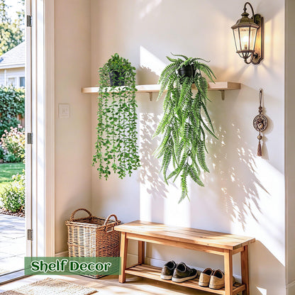 Der Rose 4Pcs Fake Plants Hanging Artificial Ivy Vine Faux Eucalyptus Hanging Plants, Boston Fern, String of Pearls for Living Room Aesthetic Bedroom Boho Kitche Wall Shelf Indoor Outdoor Decor
