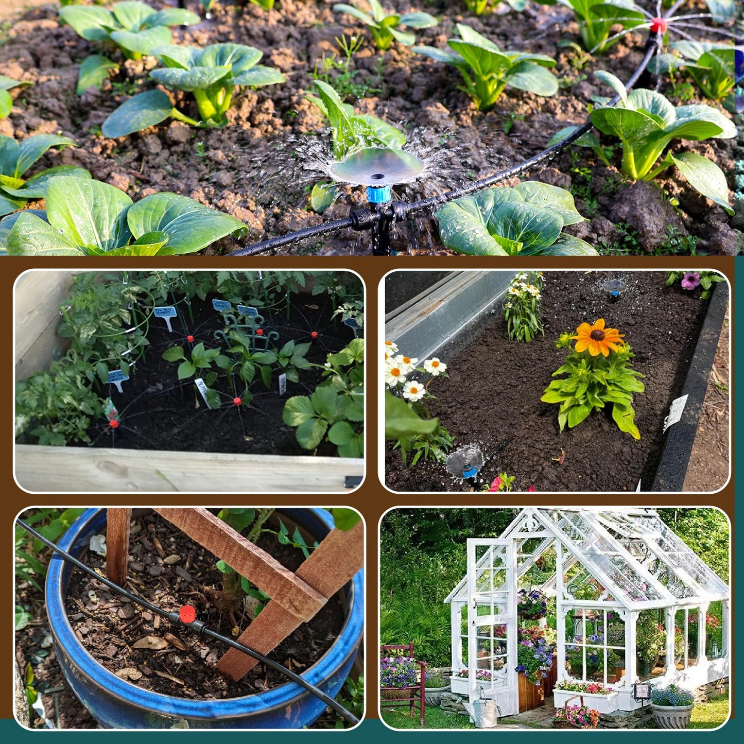 Eledom 110FT Quick-Connect Drip Irrigation Kit, Garden Watering System DIY Automatic Irrigation Equipment Set for Lawn Raised Bed Greenhouse Plant Watering with 1/4'' Tubing, Drip Emitters, Connectors