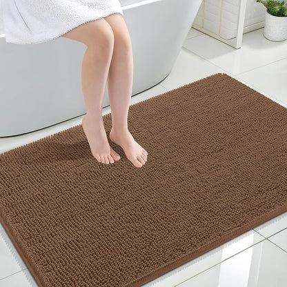 OLANLY Large Bathroom Rugs 47x32, Extra Soft Absorbent Chenille Bath Rugs, Rubber Backing Quick Dry, Machine Washable Bath Mats for Bathroom Floor, Tub and Shower, Home Decor Accessories, Mocha