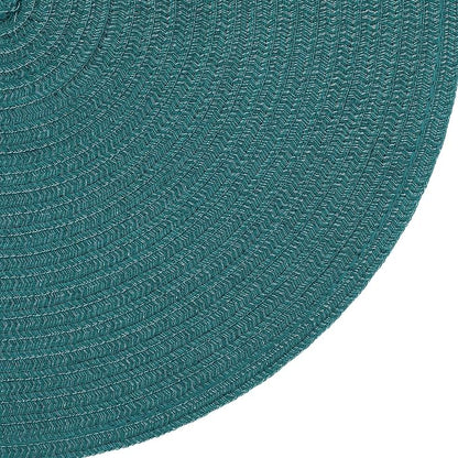 SHACOS Round Placemats Set of 4 Woven Braided Table Placemats 15 inch Circle Place Mats Washable Non Slip Table Mats for Home Wedding Party, Teal Green