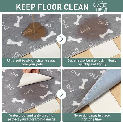 Eterish Reusable Washable Pee Pads for Dogs Extra Large 47'' x 47'' 2 Pack, Absorbent Pet Puppy Dog Training Pads Non-Slip, Waterproof Whelping Potty Pads for Dogs Leak-Proof