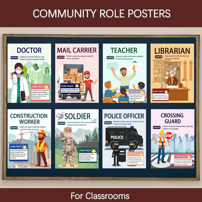 15 Pcs exquisite community assistant posters for classroom and vocational education, helping students easily understand various professions, making them an excellent choice for teacher gifts.29X38cm，Unframed