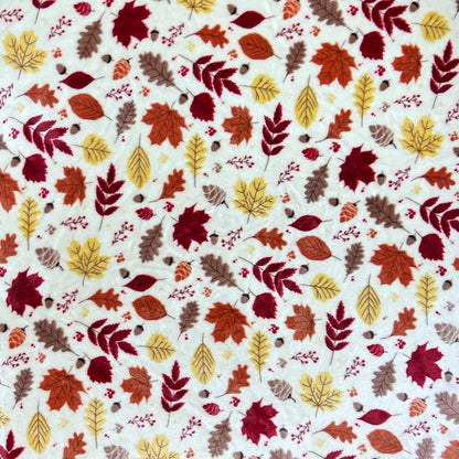 Fall Decor Throw Blanket: Soft Warm Autumn Leaves and Berries in Red Yellow Brown Beige Colors for Living Room Couch Bed Chair Dorm, Oversized 50" x 70" inches