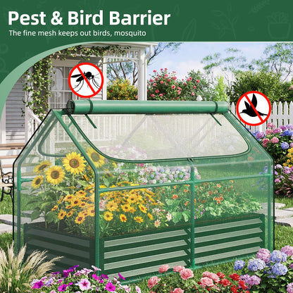 Superlele Mini Greenhouse for Outdoor, 48x24x36In Portable Greenhouse with 2 Large Zipper Doors, Reinforced Green PE Mesh Cover for Plant Protection and Spring Gardening, Steady Steel Frame
