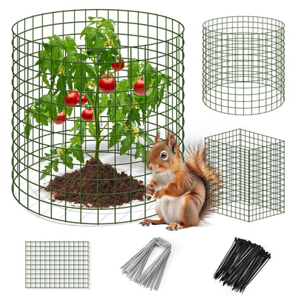 Warmfarm 9 Pics DIY Metal Plant Protectors from Deer, Garden Fencing Animal Barrier Size 11.8 * 15.7 inches, Mesh Plant Cage Chicken Wire Cloche for Plants with Stakes and Nylon Cables