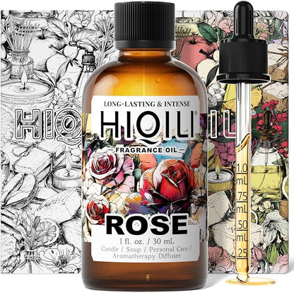 HIQILI Rose Fragrance Oil for Candle, Soap & Perfume Making, Essential Oil for Diffuser, Aromatherapy, Add to Home Cleaning Spray - 1 Fl Oz