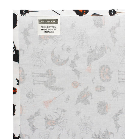 COTTON CRAFT Halloween Cloth Napkins - Spooky Hocus Pocus Dinner Napkins - Set of 12 Pure Cotton Reusable Washable Napkin - Halloween Decorations - Halloween Party Décor - 17 x 17 - Black White Orange