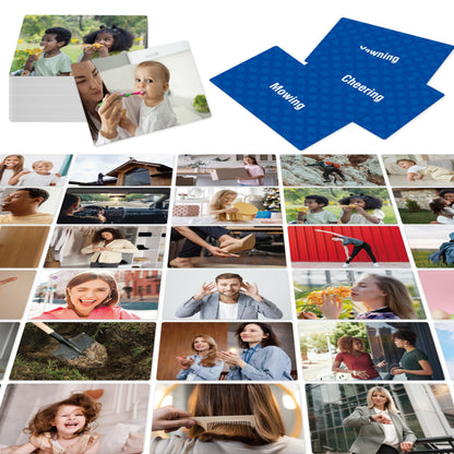 100 Verb Flashcards, Picture & Word Cards Action Language Builder Visual Aid Language Learning Tool for Autism, ESL Teaching Materials for Adults, Non-Verbal Children Vocabulary Builder for Kids