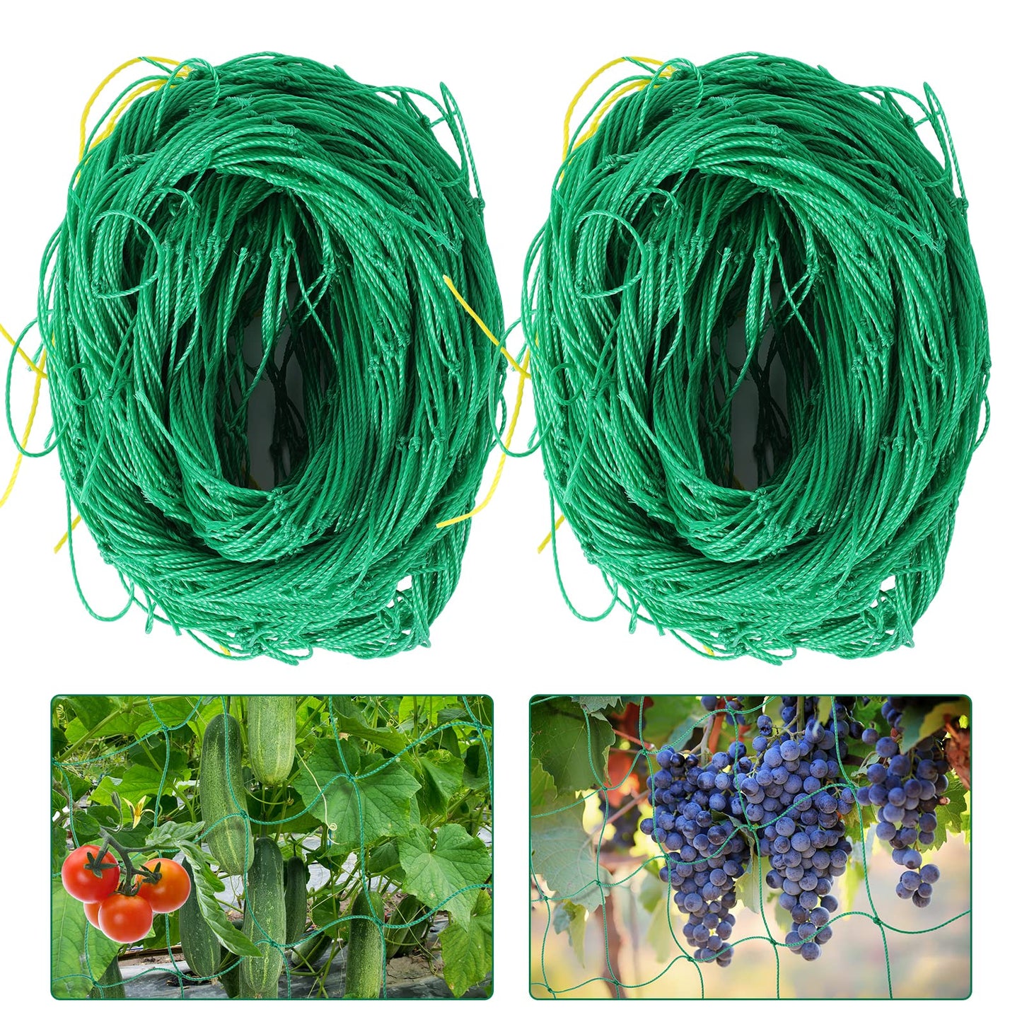 Kikhope Trellis Netting for Climbing Plants, 2 Pack 5.9 ft x 16.4 ft Heavy Duty Garden Trellis Netting for Cucumber, Vine, Tomato, Plants Trellis Net for Climbing Vine Plants Fruits & Vegetables