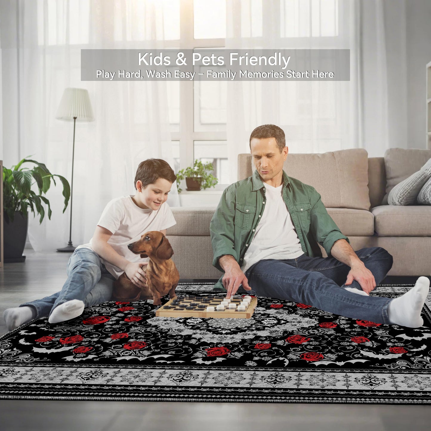 Nayoroom Dark Academia Area Rug, Soft Machine Washable 5x7 Rug, Non-Slip, Non-Shedding, Durable and Easy-Care, Perfect for Living Room, Bedroom, Dining Room.