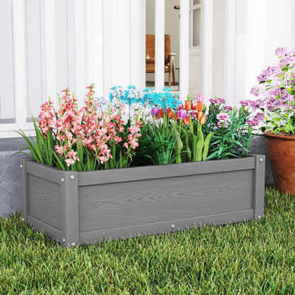 KETOYARK HDPE Raised Planter Box Outdoor,Rot-Resistant and Non-Cracking,Small Raised Beds for Gardening 29.5 * 14.4 * 9.8 in for Yard,Lawn,Outdoor Planter Boxes Rectangle with Drainage Holes Gray