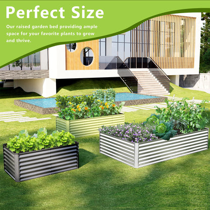 Ayen Guard 8x4x2FT Galvanized Raised Garden Bed,Galvanized Planter Boxes Outdoor, Large Metal Raised Garden Beds for Vegetables-Silver