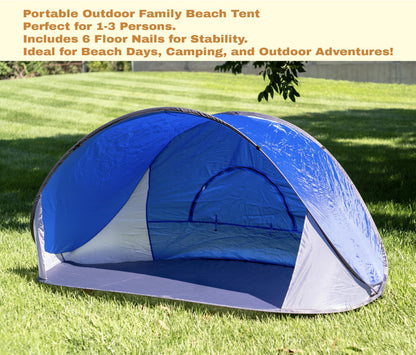 Pop-Up Beach Tent Sun Shade Portable Outdoor Family Shade Tent with Carrying Bag (Shelter Measures: 86" L x 47" W x 39" H)