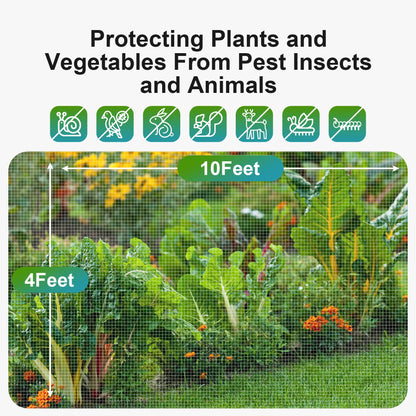 Garden Insect Netting Pest Barrier: 2 Pack 4'x10' Bug Netting for Garden Protection Mosquito Net Fine Mesh Cicada Tree Net Greenhouse Row Cover for Crops Plants Vegetables Flowers Fruits Silver