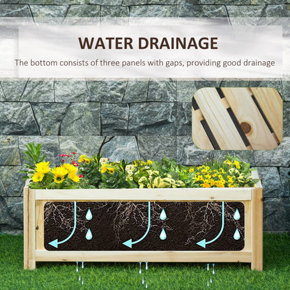 Outsunny Foldable Raised Garden Bed, Wooden Planter Box, Herb Garden Planter with Drainage Holes, for Backyard, Patio to Grow Vegetables, Herbs, and Flowers, 28'' x 12'' x 10"