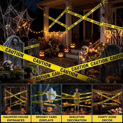 GroTheory Caution Tape 2 Pack, 3" x1000ft Safty Tape Yellow Caution Tape Roll, Halloween Decorations Construction Tape for Danger/Hazard Areas/Crime Scene Halloween Party Decorations
