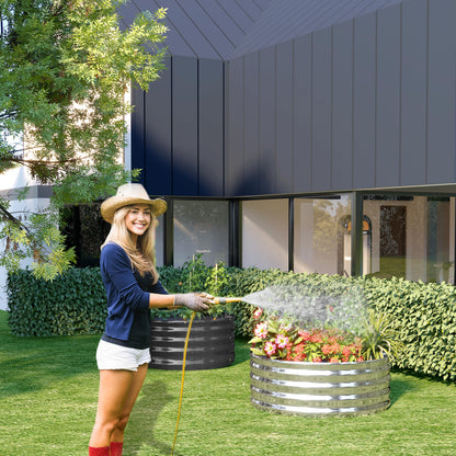 DIIYIV 2Pack 2x2x1ft Galvanized Raised Garden Bed, Planter Raised Garden Beds Outdoor, Round Clearance Raised Garden Beds for Gardening Vegetables