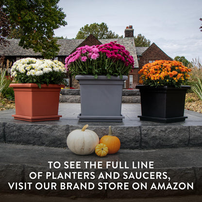 The HC Companies Accent Square Plant Pot w/Drainage - Classic Planters for Outdoor Plants & Indoor Plants - Lightweight & UV-Resistant Square Planter Box (15.5”, Chocolate, Pack of 1)