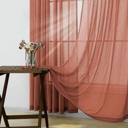 Terracotta Curtains Extra Long for Living Room 2 Panels Rod Pocket Home Fashion Airy Elegant Sheer Window Drapes for Patio Sliding Door French Dining Doorway Wedding Backdrop Home Decor 52 x 108 Inch