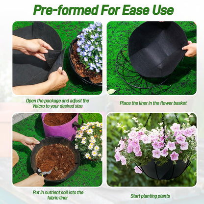 Sumloty 8 Pack 14 Inch Fabric Planter Basket Liner- Felt Flower Pot Liners Replacement Coco Fiber Liner for Hanging Basket Flowers Round Hanging Basket Liners Prevent Birds from Nesting
