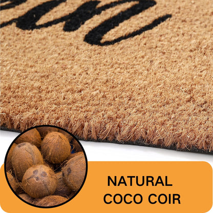 Halloween Door Mat Combo Set, Welcome Ghost Coco Coir Welcome Doormat + 28" x 43" Black and White Plaid Rug, Autumn Halloween Front Porch Entryway Decor Floor Mat
