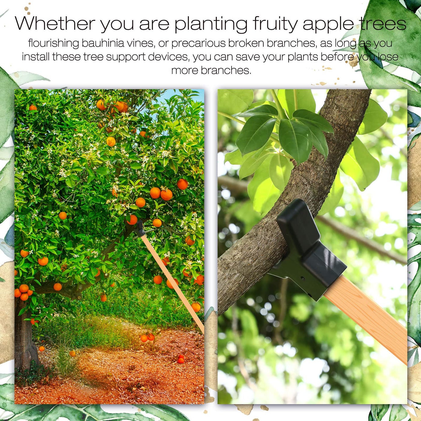 Yungyan 8 Pcs Tree Support, Plastic Fruit Branch Support Device Tree Brace Prevent Them from Breaking for Vineyards Ornamental Gardens Orchards Fits on Standard 1.57 x 1.57 Inch Lumber (Black)