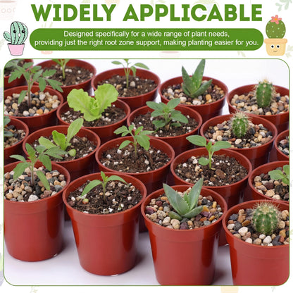 Domensi 400 Pcs 2 Inch Brick Red Nursery Pots, Mini Plastic Plant Pot Nursery Seedling Pot with Drainage Holes for Seeds Starter, Indoor Outdoor Garden Vegetables Flowers Seedlings, Gardening Gifts