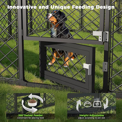 6x6x5.8 FT Heavy Duty Dog Kennel Outdoor with Water-Resistant Roof, Anti-Rust Metal Enclosure for All Weather Resistant, Secure Double Locks for Large Dogs Backyard