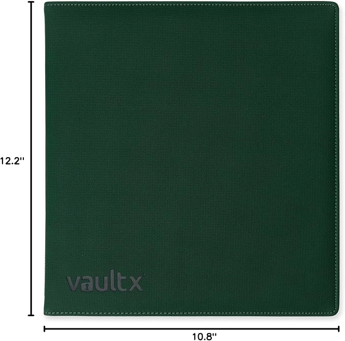 Vault X Large Ring Binder, 900 Cards, fits 9 Pocket Pages, Exo-Tec Material, 3 D-Ring Folder, for Trading Cards (Green)