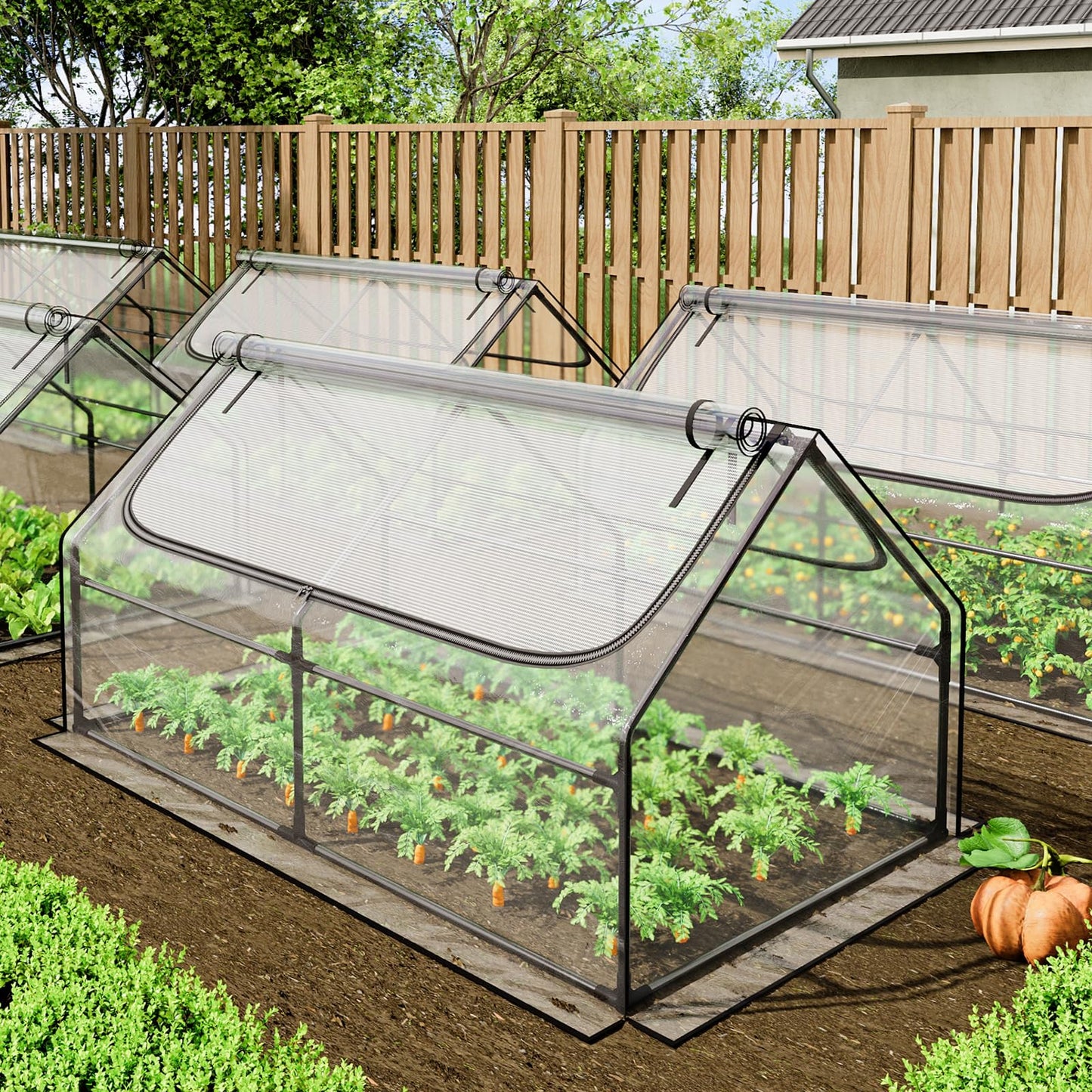 Superlele Mini Greenhouse for Outdoor, 6x3x3FT Portable Walk-in Greenhouse with 2 Large Zipper Doors, Transparent PVC Cover for Plant Protection, Ideal for Raised Garden Bed, Spring Gardening