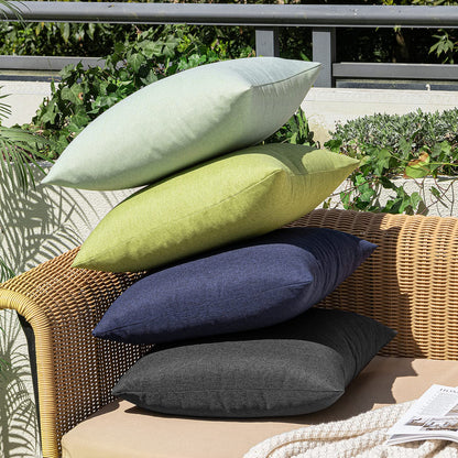 MIULEE Pack of 2 Decorative Outdoor Solid Waterproof Throw Pillow Covers Faux Linen Garden Farmhouse Cushion Cases for Halloween Tent Balcony Couch Sofa 18x18 Inch Black