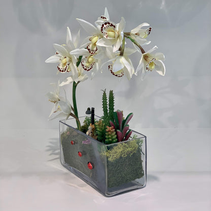 WGV Rectangle Block Glass Vase, Width 4", Length 8", Height 4", Clear Long Floral Container, Candle Holder for Home Office Wedding Decor, 1 Piece
